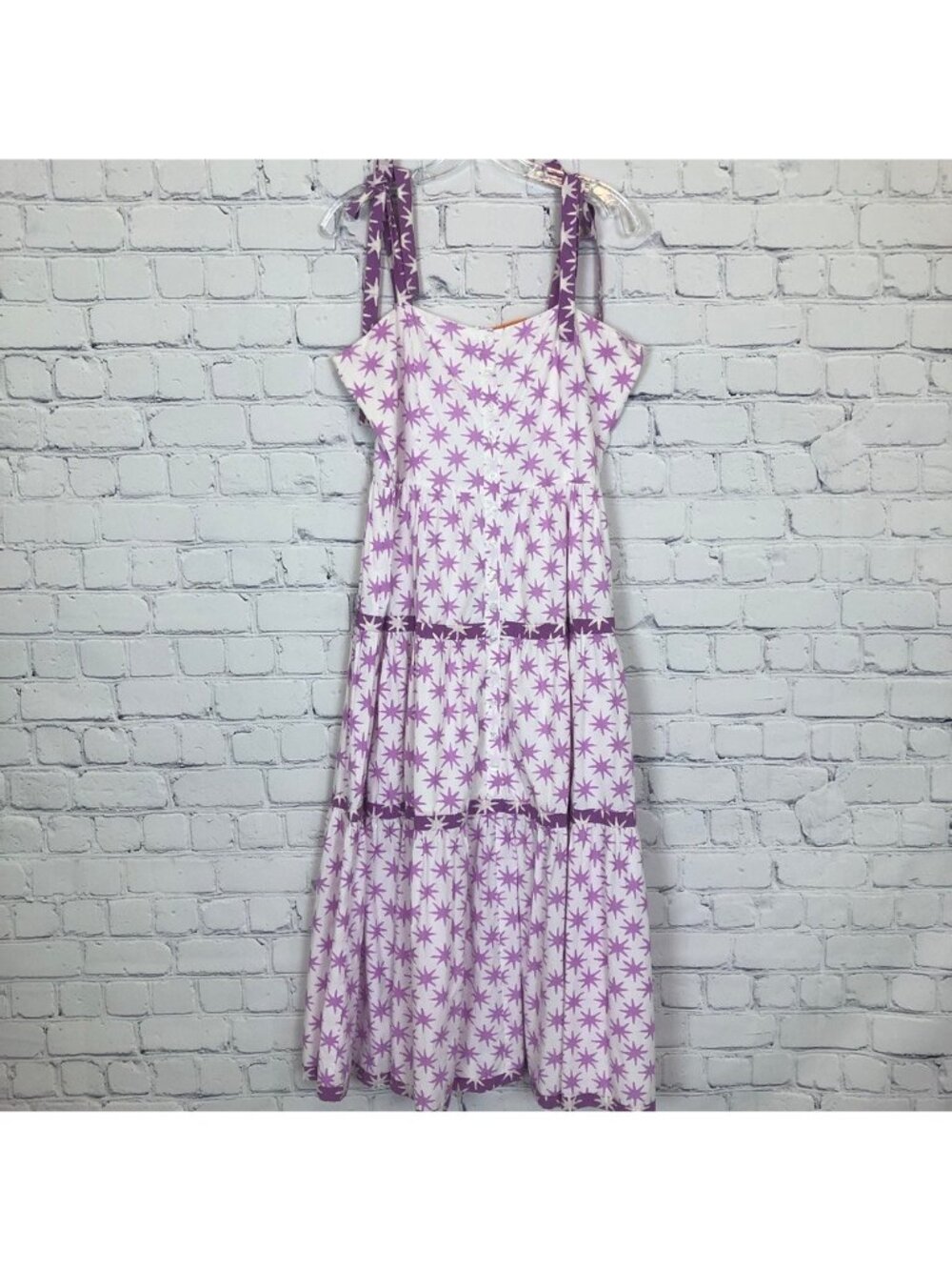 Oliphant White Purple Midi Dress Size M